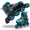 Produktbild: Apollo Inlineskates Champion Verstellbare Inlineskates für Kinder und Erwachsene, Größe 31-42, mit LED Rollen blau S (31-34)