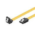 Produktbild: goobay SATA 3 Kabel 0,5m, mit 90 Grad gewinkeltem Stecker & Clip, 6 Gbit/s Datenkabel für SSD, HDD, Festplatte, Motherboard, gelb - 95020