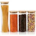 Produktbild: Clidor Vorratsglas mit Bambusdeckel, 3x 0,8 Liter und 1x 1,2 Liter, rund, luftdicht, Set, 4-teilig