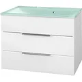 Produktbild: Fackelmann KARA Badmöbel Set 2-teilig, 80 cm, Weiß, Glas Mint, 2 Schubladen