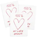 Produktbild: KRACHT 3er Pack Geschirrtücher Mit Liebe gekocht ca.50x70 cm Halbleinen bedruckt