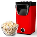 Produktbild: Gadgy Popcornmaschine Heißluft – Popcorn Maker ohne Fett & Öl – Popcornmaschine Retro Design – Popkornmaschine für Zuhause – Fertig in 2-4 Min – Mit Messlöffel – Rot