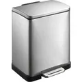 Produktbild: PROREGAL Stilvoller Rechteckiger Treteimer Mit Extra Breitem Pedal 19 Liter HxBxT 44,6 x 36,6 x 31,9 cm 2 Inneneimer Aus Kunststoff Edelstahl & Silber