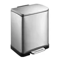 Produktbild: PROREGAL Stilvoller rechteckiger Treteimer mit extra breitem Pedal | 10+9 Liter, HxBxT 44,6x37x32cm | 2 Inneneimer aus Kunststoff | Edelstahl