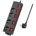 Produktbild: LogiLink Steckdosenleiste 4-fach mit 5 Schaltern, 4x Schutzkontaktbuchse, Schwarz
