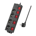 Produktbild: LogiLink - Verlängerungsschnur - Wechselstrom 250 V - 3680 Watt - Ausgangsanschlüsse: 4 (4 x CEE 7/3) - 1.5 m - Deutschland - Schwarz