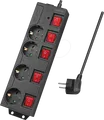 Produktbild: LOGILINK LPS251 - Steckdosenleiste, 4-fach, 1,5 m, mit 5 Schaltern, schwarz