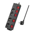 Produktbild: LogiLink LPS251 Mehrfachsteckdose, 4-fach mit 5 Schaltern, 4x CEE 7/3, IP20, Überspannungsschutz
