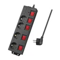 Produktbild: LogiLink LPS251 4-fach Steckdosenleiste mit 5 Schaltern schwarz Stromverteiler