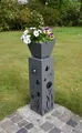 Produktbild: Pflanzsäule Stahl 82cm Grau witterungsbeständig Dekosäule Säule Blumenmotiv