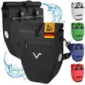 Produktbild: Valkental Fahrradtasche Gepäckträgertasche - Fahrradtasche für Gepäckträger, wasserdicht, große Reflektoren, 20L & 28L schwarz Spar-Bundle