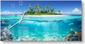 Produktbild: DEQORI Glasuhr 60x30 cm Zahlen 'Insel im tropischen Meer' Wanduhr Glas Uhr Design leise