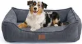 Produktbild: Orthopädisches Premium Hundebett, flauschig weich, abnehmbar/waschbar Cord, wärmender Cord Bezug / herausnehmbare Innenmatratze 80 x 60 x 22 cm