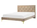 Produktbild: Luxuriöses Doppelbett Samtstoff Beige Taupe mit Lattenrost 140 x 200 cm Limoux