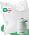 Produktbild: Welldora Premium Kopfkissen 80x80 | 100% natürliche Daunenfasern & Federn | Ergonomisch optimiert 3 Kammern Nackenstützkissen | Mittelfestes Kissen fachärztlich geprüft, Oeko-Tex zert. in Deutschland