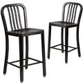 Produktbild: Flash Furniture Stuhl für den Außenbereich, verzinkter Stahl, Schwarz/Antikgold, 48,3 x 40 x 92,1 cm