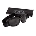 Produktbild: PiWear® Black Hills kleine Motorradbrille Chopper Brille für Motorrad Helm winddicht rutschfest gepolstert beschlagfrei dunkel getönt