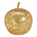 Produktbild: LED Deko Apfel aus Glas mit 20er LED`s  Timer Gold Dekoapfel Lampe Leuchte 16 cm