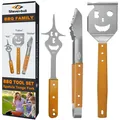 Produktbild: Grillbesteck-Set 3-TLG. Extra Langes Grillwerkzeug Edelstahl Holzgriff Grillz...