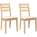 Produktbild: vidaXL Esszimmerstühle mit Kissen 2 Stk Natur Massivholz Gummibaum 4102517
