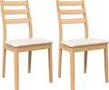 Produktbild: vidaXL Esszimmerstühle mit Kissen 2 Stk. Natur Massivholz Gummibaum