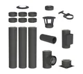 Produktbild: Jeremias Schornstein 3, 8 m Schornstein Ø130mm Komplettset DW DW-Black Bodenmontage, Ø 130 mm