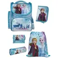 Produktbild: Mädchen Schulranzen 1. Klasse in Türkis-Blau mit Disney Eiskönigin Motiv 5 tlg. Frozen Schultaschen Set mit Federmäppchen - Blau/Türkis