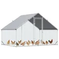 Produktbild: PawHut Hühnerstall 3x2x2 m Freilaufgehege Hühnergehege mit Dach, Tür, Schloss, Hühnerkäfig aus Verzinkter Stahl, Freigehege für 4-6 Hühner, Kleintiere Silber