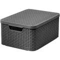 Produktbild: Curver Aufbewahrungsbox Deckel Ordnungsbox Kiste NATURAL STYLE GRAU Rattan L