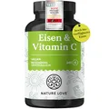 Produktbild: NATURE LOVE® Eisentabletten mit Vitamin C - 240 Stück - 20mg Eisen und 40mg Vitamin C pro Tablette - Hoch bioverfügbares Eisen-bisglycinat - vegan, in Deutschland produziert