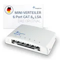 Produktbild: Telegärtner Mini-Verteiler Cat. 6A RJ45 Verteilermodul, geschirmt, 360 Grad Kontaktschutz, Montage Aufputz, Rack, TH35 Tragschiene, Rostfreie Abdeckung, LSA Plus Schneidklemmen, 6 Port