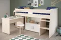 Produktbild: Etagenbett Hochbett Kinderbett weiß 90x200 mit Stauraum und Schreibtisch Charly