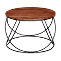 Produktbild: FineBuy Couchtisch Sheesham Massivholz/Metall 60 x 40 x 60 cm, Wohnzimmertisch Rund Massiv Braun, Sofatisch Modern Holztisch, Tisch Wohnzimmer Industrial