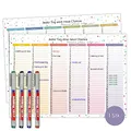 Produktbild: TOBJA Immerwährender DIN A4 Tafelkalender - Abwischbar, wiederbeschreibbar inkl. 4 Stifte | Geburtstagskalender Jahresunabhängig beidseitig bedruckt | Bunte Dots Design (+4 Markenstifte bunt)