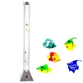 Produktbild: Sprudelsäule LED Wassersäule Schlafzimmer Stehlampe RGB-Farbwechsler Deko-Stehleuchte mit Fischen, Kunststoff, LED Farbwechsler, H 122 cm