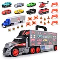 Produktbild: Dickie Toys Cleverer Autotransporter (62 cm) - LKW Spielzeug mit 9 Metallfahrzeugen & Zubehör - Tragbarer Spielzeugautos-Koffer für Kinder ab 3 Jahren, Kinderauto Set für Reisen - 203749023