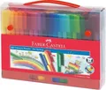 Produktbild: FABER-CASTELL CONNECTOR Filzstift nicht dauerhaft leuchtende Farben sortiert wasserbasierte Tinte Packung mit 60 Koffer Filzstifte 60-teilig (155560)
