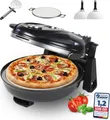 Produktbild: Sommertal PizzaProfi Pizzaofen, 32cm Pizzastein, schnelle 3-Minuten Pizza, 5-teiliges Set mit 2x Pizzaschieber, Pizzaschneider, Steinplatte, Sichtfenster, max. 400°C