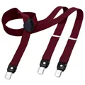Produktbild: DonDon Hosenträger Herren dunkelrot schmal 2,5 cm - Extra starke Clips für Anzug - Hosenträger Herren extra stark - Ideal für Männer oder Damen Rockabilly Suspenders