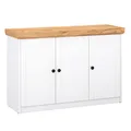 Produktbild: Homestyle4u 2229 Kommode Sideboard Eiche Matt Weiß Holz Massiv Schrank Mit Fächern Highboard Anrichte