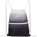 Produktbild: WANDF Rucksack mit Kordelzug Turnbeutel Sportbeutel Gym Bag Mit Aussentasche Verstellbar Tunnelzug Gymsack für Damen Herren Kinder mit Innentasche 11 Liter für Sport und Reisen (A - Grau)