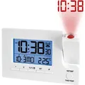 Produktbild: Funk-Projektionswecker Funkwecker USB 2 Alarme Temperaturanzeige Datum - 4-MV1022-3 - Weiß