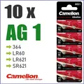 Produktbild: ✅ 10 Batterien AG1 für Uhren u.a. | AG 1 = 364 | LR60 |  LR621 | SR 621 Camelion
