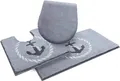 Produktbild: Grund Badematte Port Louis, Höhe 20 mm, rutschhemmend beschichtet, fußbodenheizungsgeeignet, Kunstfaser, rechteckig, 3-tlg. Stand-WC Set, Design mit Anker, maritim, Made in Europe