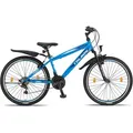 Produktbild: 26 Zoll Fahrrad MTB mit Beleuchtung und SHIMANO 21-Gang Faster Blau - Blau