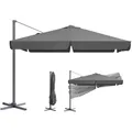 Produktbild: Sekey Alu Sonnenschirm Ampelschirm 300 cm x 300 cm, mit Kurbelbedienung, 360° drehbar und neigbar, inklusive Fußpedal, quadratisch Gartenschirm mit UV50+ Sonnenschutz für Garten und Terrasse