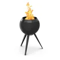 Produktbild: höfats - Moon 45 All Black Feuerschale mit hohem Fuß - emaillierter, raucharmer, schwarzer Feuerkorb mit Holzvergaser-Technologie, zweistufigen Verbrennungsprozess - Feuerstelle mit ⌀ 45 cm