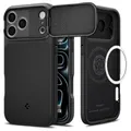 Produktbild: Spigen iPhone 17 Pro Max Hülle [Kamera-Schutz][2025 Upgrade] Optik Armor MagFit Case mit Metall-Ständer Kompatibel mit MagSafe –Schwarz