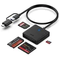 Produktbild: BENFEI 4 in 1 USB USB-C auf SD Micro SD MS CF Kartenleser, Speicherkartenleser,