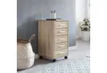 Produktbild: FINEBUY Rollcontainer Holz Rollen Standcontainer 33x63x38cm SuVa11683_1, (Schreibtischcontainer 33 x 63 x 38 cm Sonoma), Bürocontainer mit Rollen, Rollschrank 5 Schubladen